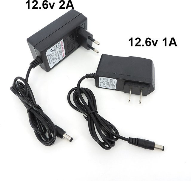 AC DC Netzteil Ladegerät 12,6V 2A für 18650 Lithium-Akkupacks, Farbe: Schwarz, Anschluss: 5,5 x 2,5 mm - Bild 1