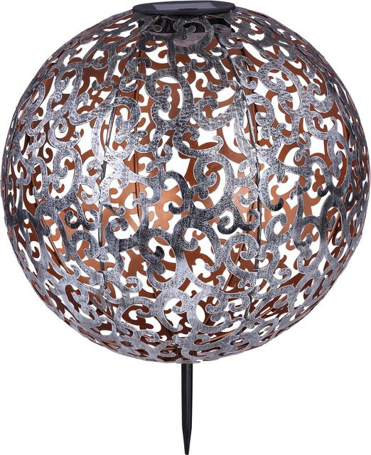 Globo LED-Solaraußenleuchte Kugel aus Metall in Silber mit antikes Design, B/T/H: 40 x 28,5 x 28,5 cm - Bild 1