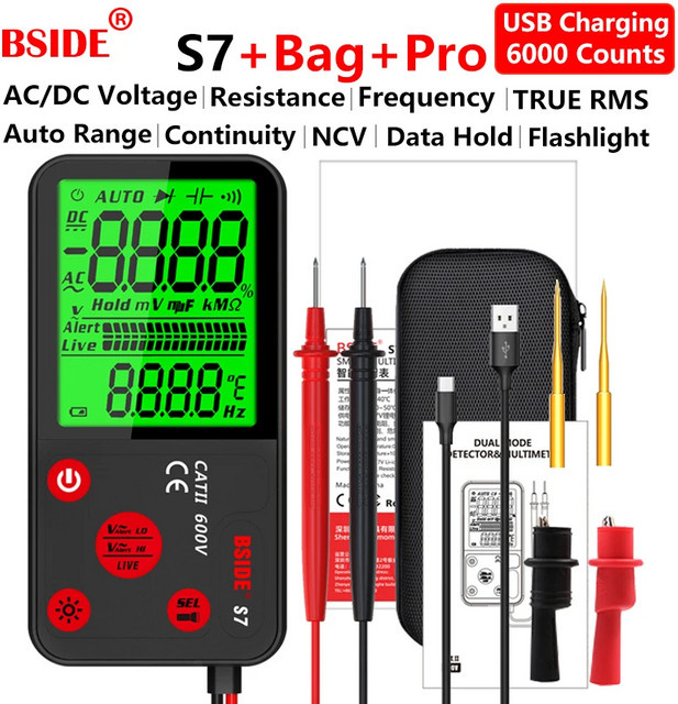 BSIDE S7 Digitalmultimeter mit Auto Range, USB wiederaufladbar, AC DC Spannung, Ohm, Hz, NCV und True RMS Elektrikerwerkzeug - Bild 1