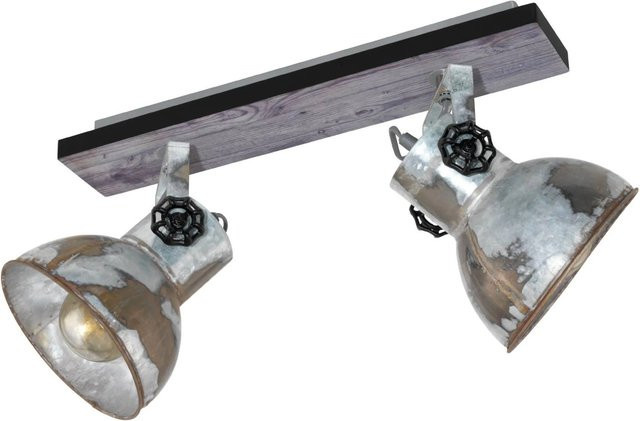 Eglo Spot Barnstaple 2-flammige Deckenleuchte im Industrial Design aus Metall, Farbe: Braun-Patina und Schwarz, B/T/H: 9,0 x 47,5 x 9,0 cm - Bild 1