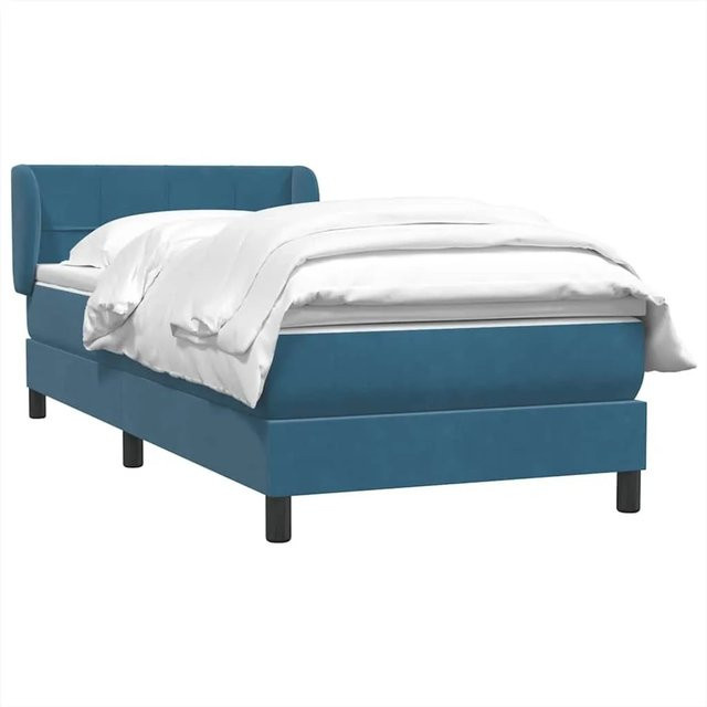 vidaXL Boxspringbett mit Matratze Dunkelblau Samt B: 80 cm, L: 220 cm - Bild 1