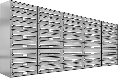 AL Briefkasten für 40 Parteien, Aufputzmontage, silberfarben, B/H/T: 153,427 x 92,0 x 27,5 cm - Bild 1