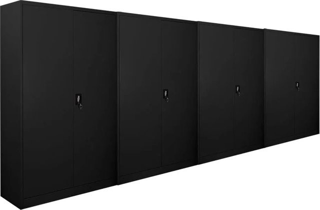 PROREGAL Flügeltürenschrank ELEPHANT, Schwarz, Stahl pulverbeschichtet, 2 Türen abschließbar, 4 Ebenen, H x B x T: 180 x 120 x 40 cm - Bild 1