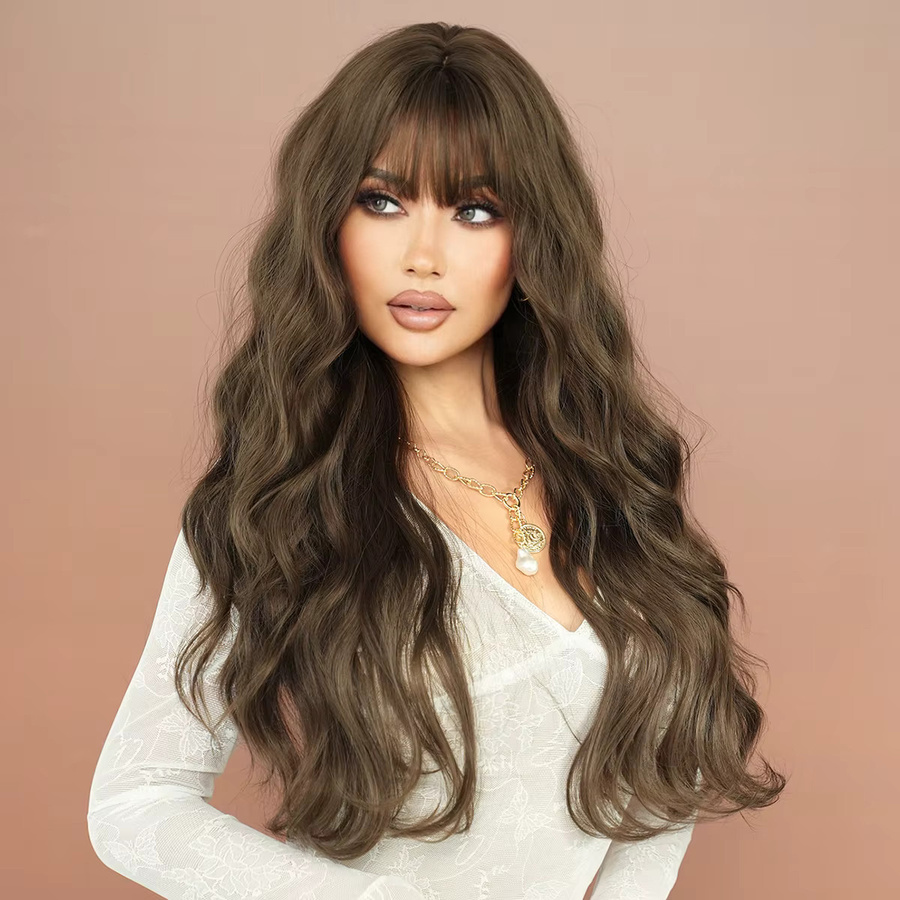 7JHH WIGS Perücke, Lange Wasserwellen, Kühles Braun, Damen - Bild 2