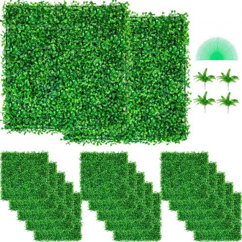 VEVOR Künstliche Buchsbaum-Pflanzenwand aus PE, 48er Set, Grün, B/H: 25 x 25 cm, Tiefe: 4 cm - Bild 1