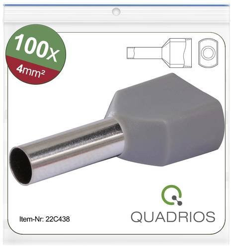 Quadrios 22C438 Zwillings-Aderendhülse 4mm² Teilisoliert Grau, 1 Set - Bild 1