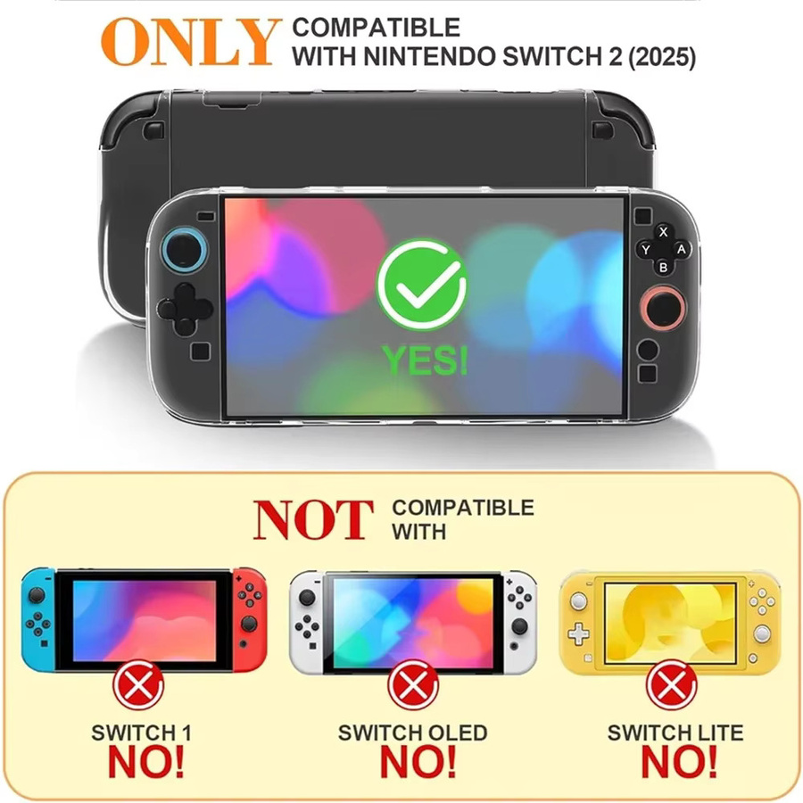 TECTINTER Schutzhülle für Nintendo Switch 2 aus PC und TPU, Transparent, Joystick Controller Cover Skin Protector - Bild 2
