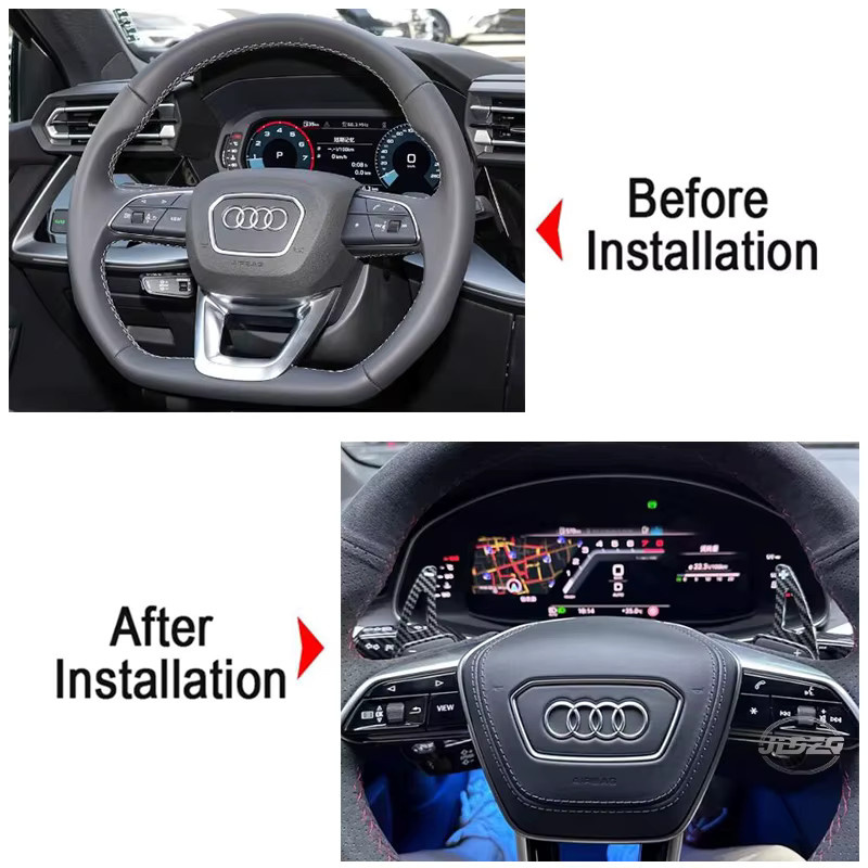 Carbon Fiber Print Lenkrad Paddle Shifter Erweiterung für Audi A1 A3 A4 A6 A7 A8 S4 S6 S7 S8 in Schwarz - Bild 2