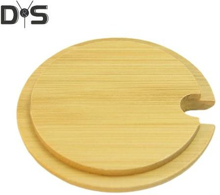 DYS Kitchen Bambusbecherdeckel mit Löffellöchern in Braun und Beige, luftdichte und auslaufsichere Holzbecherabdeckung für Behälter, Gläser und Schüsseln - Bild 1