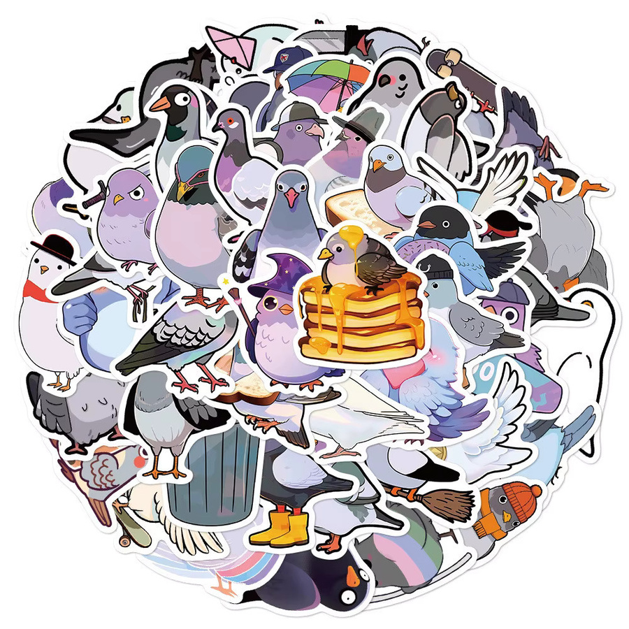 50 Stück Cartoon-Tauben-Aufkleber in Multicolour für DIY-Dekoration von Notizbüchern, Laptops und Skateboards von BulingBulingStickers Store - Bild 2