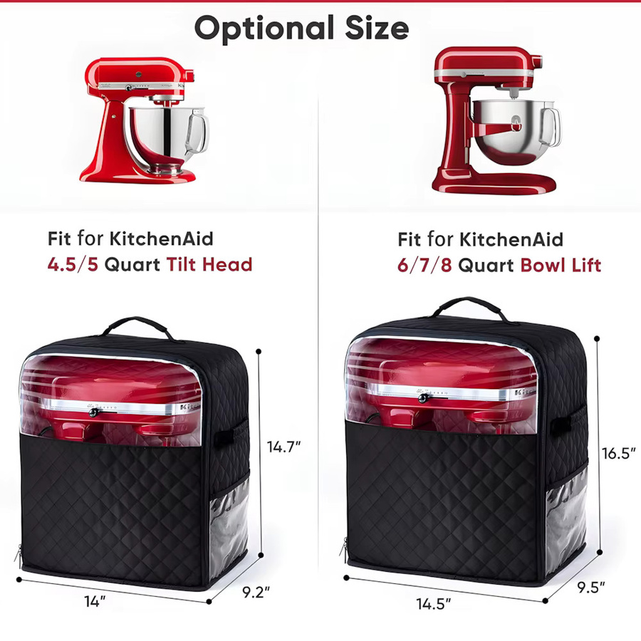 DUTRIEUX Standmixer-Abdeckung mit Schiebebasis in Schwarz, kompatibel mit KitchenAid-Mixern (6/7/8 Quart), Aufbewahrungstasche mit Taschen für Zubehörteile - Bild 5
