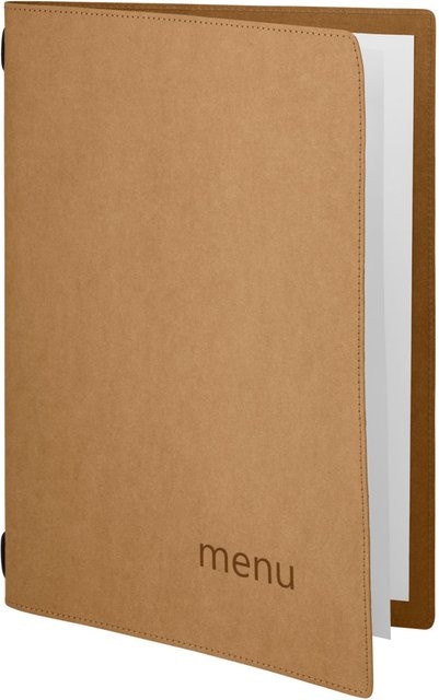 VEGA Speisekarte Perdue mit Prägung MENU in Braun, DIN A4, B: 23 cm, H: 32,5 cm - Bild 1