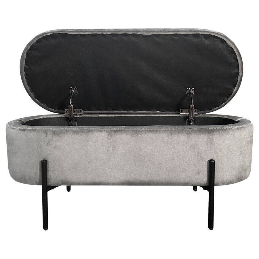 byLIVING Bank NOVA Truhe mit Samtbezug in Grau, B/H/T: 95 x 42 x 37,5 cm - Bild 4