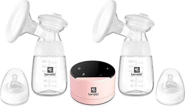 Lorelli elektrische Doppelmilchpumpe Daily Comfort mit LCD-Anzeige und zwei Flaschen in Pink - Bild 1