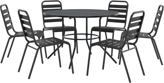 Furnicato Gartenstuhl Set Anthrazit aus pulverbeschichtetem Stahl B/T/H: 42 x 63 x 84 cm - Bild 1