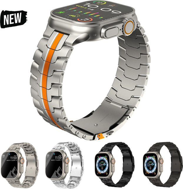 OAKCHARM Uhrenarmband Edelstahl, Titanfarben, Silber, Unisex - Bild 1