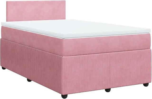 vidaXL Boxspringbett mit Matratze in Rosa aus Samt, Hybrid-Bett mit Taschenfederkern, B/T/H: 120 x 200 x 100,5 cm - Bild 1