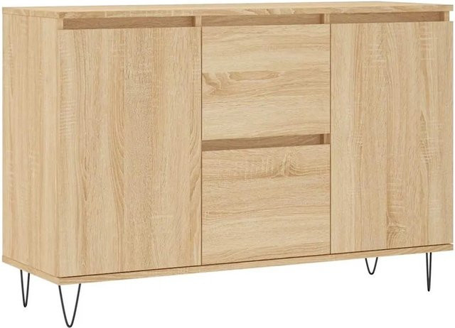 vidaXL Sideboard Sonoma-Eiche in Braun aus Holzwerkstoff und Eisen, B/T/H: 101,5 x 35,0 x 70,0 cm - Bild 1
