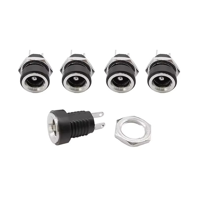 DC-Stromanschluss Buchse Set für Panelmontage, 2-Pin Steckverbinder Adapter in Schwarz, verschiedene Größen: 5,5 x 2,1 mm, 5,5 x 2,5 mm und 3,5 x 1,3 mm - Bild 3