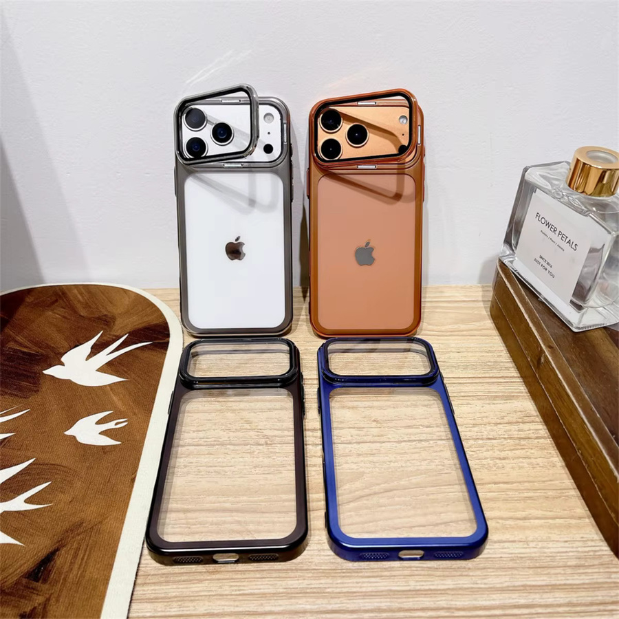 Stoßfeste Schutzhülle für Apple iPhone 17 Pro Max in Silber mit verstellbarem Kameraobjektiv-Glas-Abdeckungsständer aus PC und TPU - Bild 2