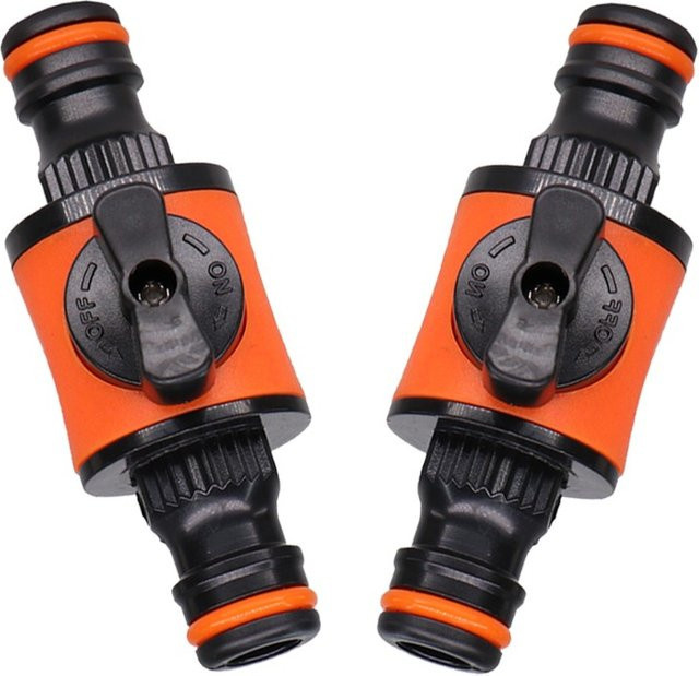 Garten Schlauch Absperrventil Fitting aus Kunststoff, 16 mm Wasserhahn Adapter für Bewässerung und Autowäsche, Orange - Bild 1