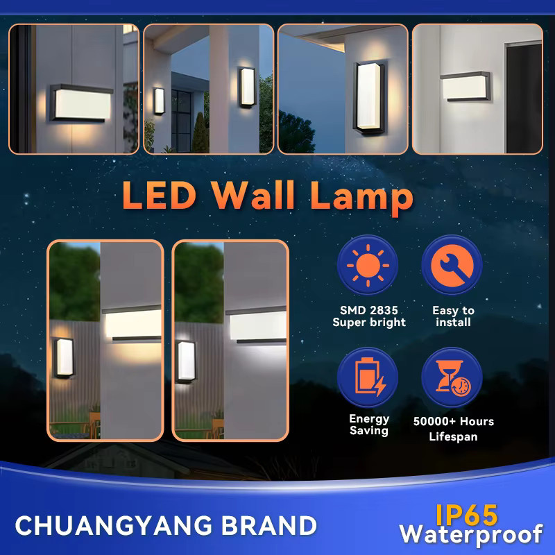 CHUANGYANG LED Außenwandleuchte IP65 Wasserdicht Modern Rechteckig in Schwarz oder Weiß - Bild 2