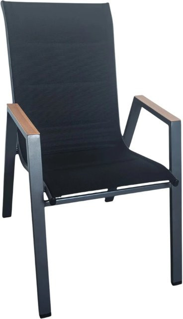 Greemotion Gartenstuhl Malta aus Stahl mit Textilene-Bezug in Schwarz-Anthrazit, B/T/H: 54 x 74 x 91 cm - Bild 1
