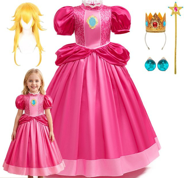 Disney Super Mario Prinzessin Peach Kostüm-Set, Rosa/Pink - Bild 1