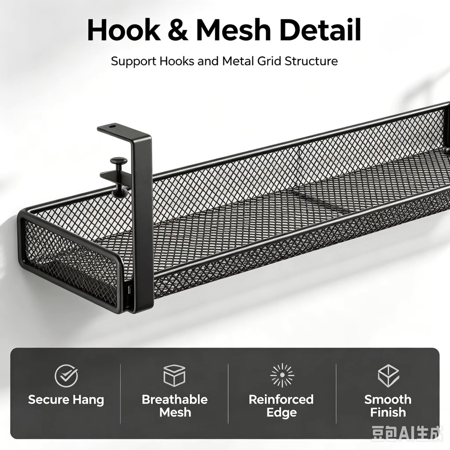 Kabelmanagement-Box aus Metall zum Aufhängen unter dem Schreibtisch, Kabelhalter ohne Bohren als praktischer Kabel-Organizer für Zuhause und das Büro in Schwarz oder Weiß - Bild 3