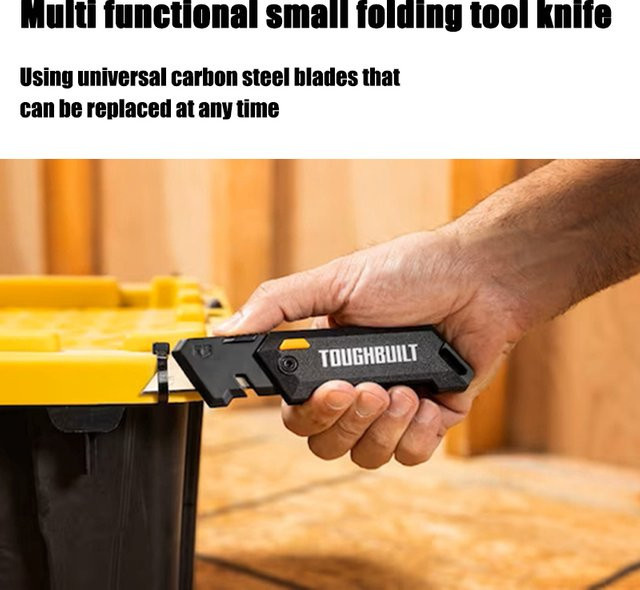 Toughbuilt TB-H4-12-C Multifunktionales Klappmesser aus Carbonstahl in Schwarz mit Haken für professionelle Outdoor-Arbeiten - Bild 1