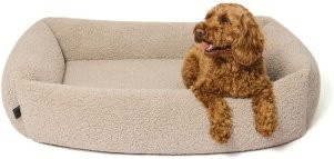 PAW WOW Hundebett SVEN Teddy in Greige mit orthopädischem Schaumstoff und abnehmbarem Bezug, Größe M - Bild 1
