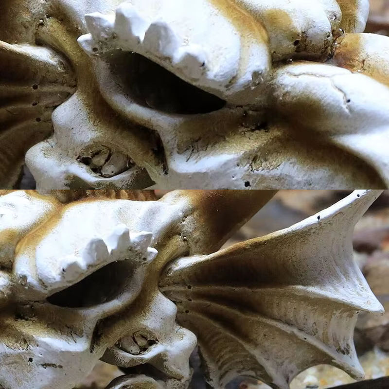 Strong-Toyers Dinosaurier Kopf Schädel Ornament aus Kunstharz in Weiß für dein Aquarium oder als Halloween Dekoration - Bild 3