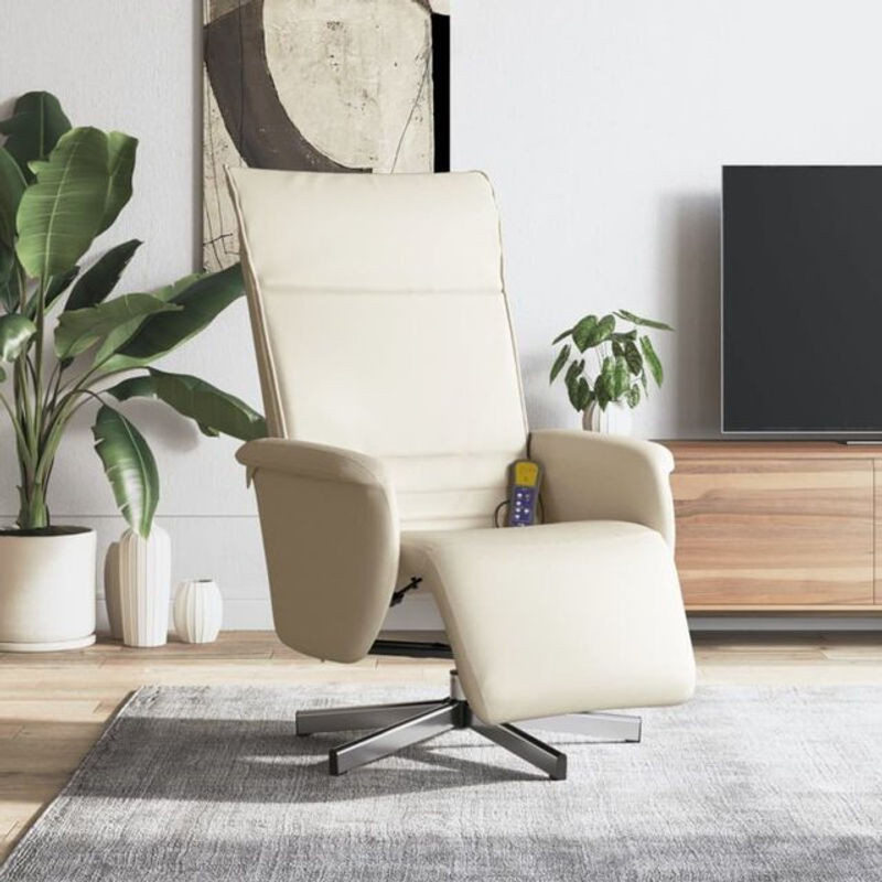 vidaxl Relaxsessel Massagesessel mit Fußteil aus Kunstleder in Beige, B/T/H: 71 x 86,5 x 107,5 cm - Bild 1