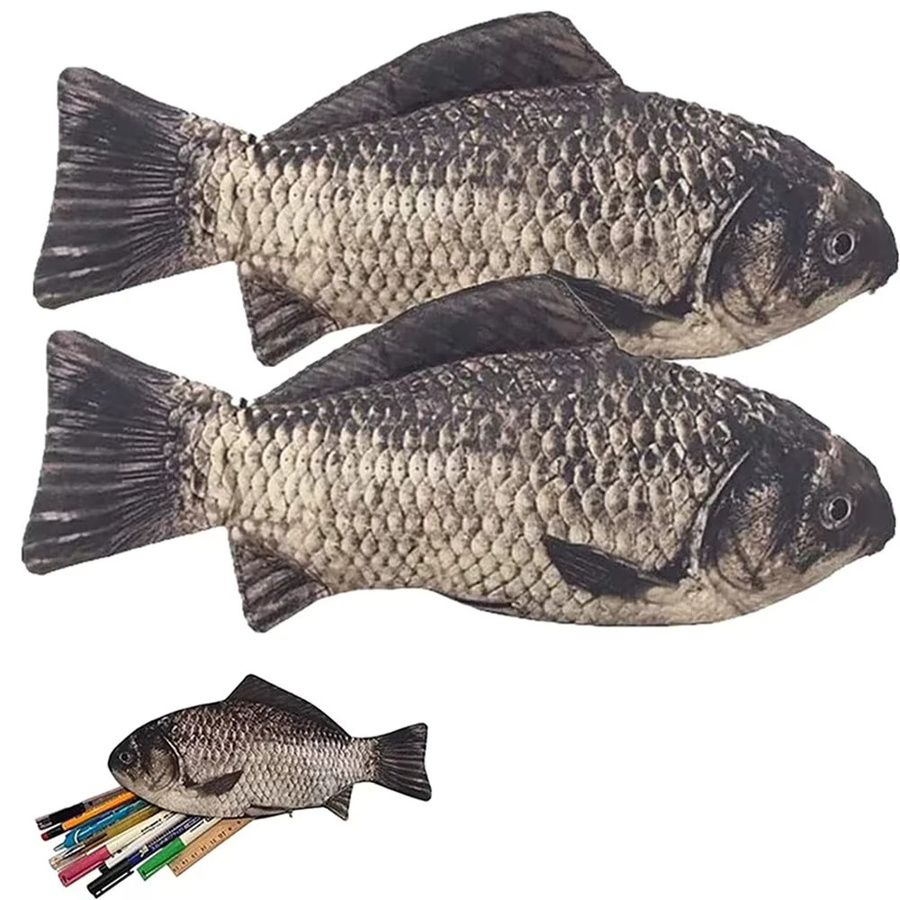 Lustiges Federmäppchen in Fischform als Stifttasche und Geldbörse in Schwarz - Bild 4