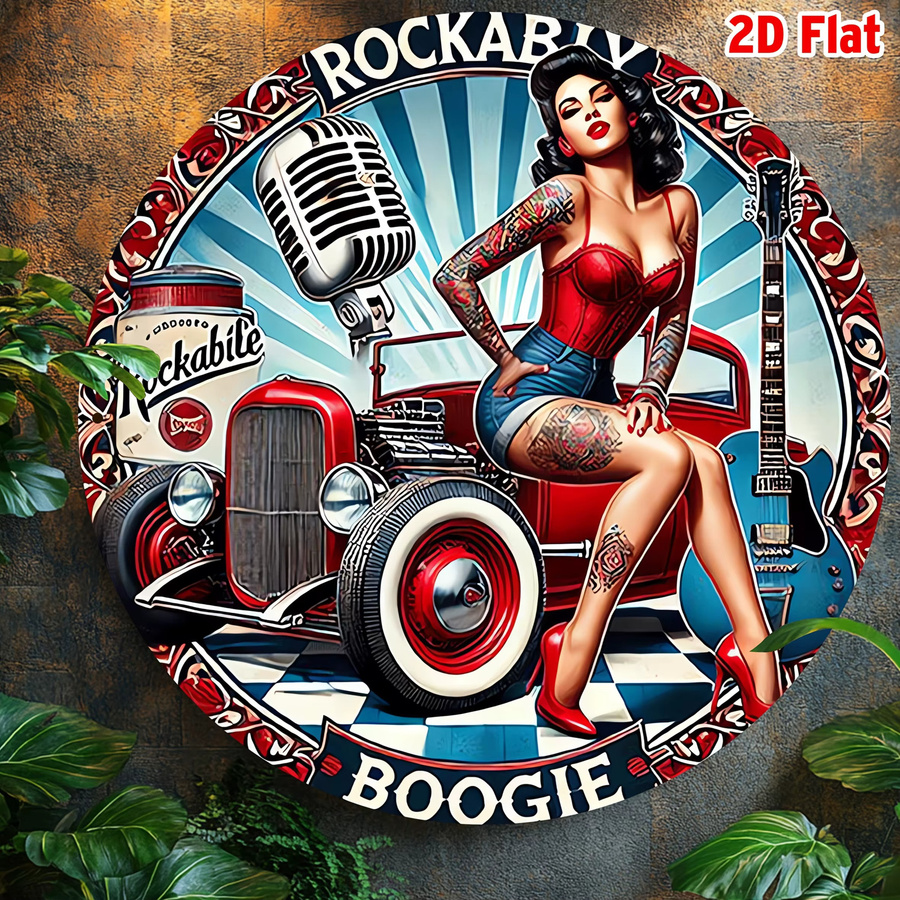Potdemiel Retro Classic Rock Boots Metallschild Rund, Wanddeko für Bar und Café, Durchmesser: 20,32 cm - Bild 5