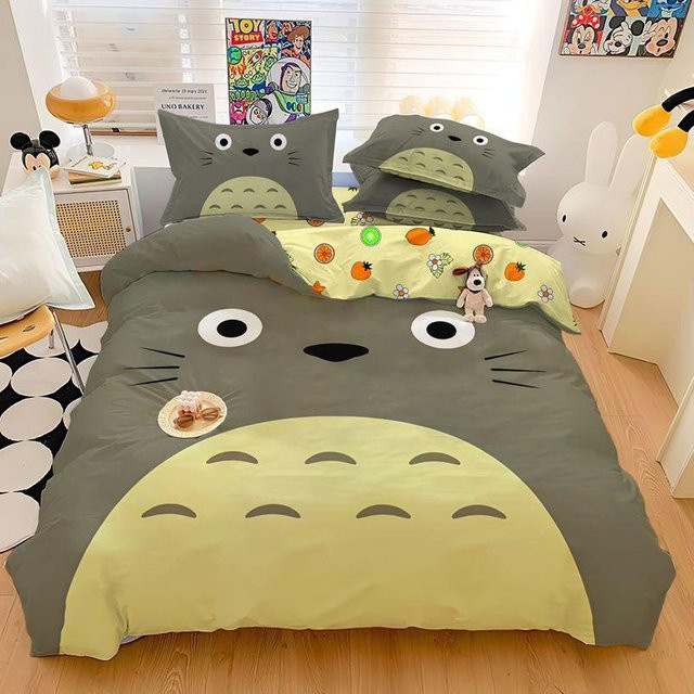 Flylo Bettwäsche-Set Mein Nachbar Totoro mit 3D Cartoon-Druck, Grau, B/H: 220 x 240 cm - Bild 1