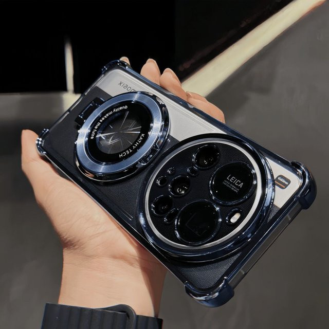Xiaomi 17 Ultra Deluxe Transparent Schutzhülle mit Standfunktion und Stoßschutz in Schwarz - Bild 1