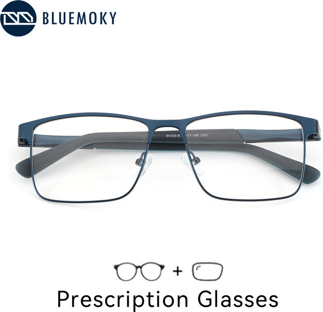 BLUEMOKY Korrektionsbrille, Vollrand, Quadratisch, Metall, Blau, Herren - Bild 1