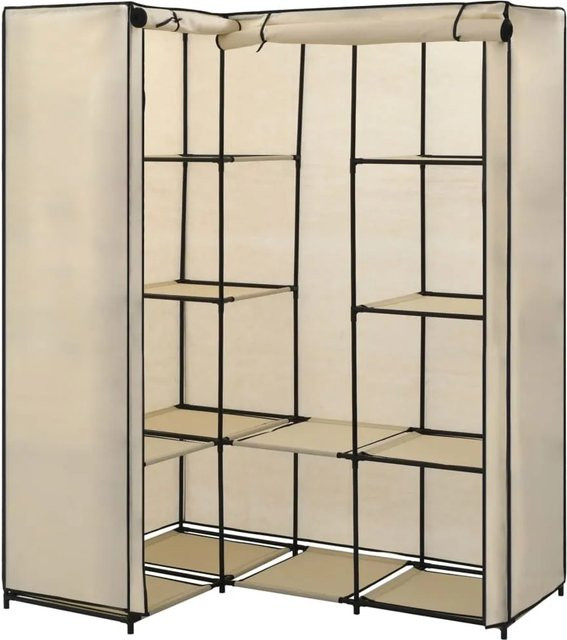 vidaXL Eckkleiderschrank in Beige mit Kleiderstange, modern und platzsparend, Breite: 130 cm, Tiefe: 87 cm, Höhe: 169 cm - Bild 1