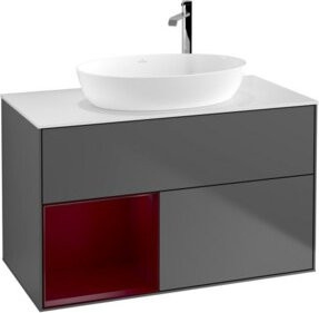 V&B Waschtischunterschrank Finion 100 mit Wandbeleuchtung in Weiß und Anthrazit, B/T/H: 100 x 50,1 x 50,1 cm - Bild 1
