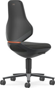 Bimos Texon Industrie- und Laborstuhl in Schwarz mit Stoffbezug, Rollen und Auto-Motion Technik - Bild 1