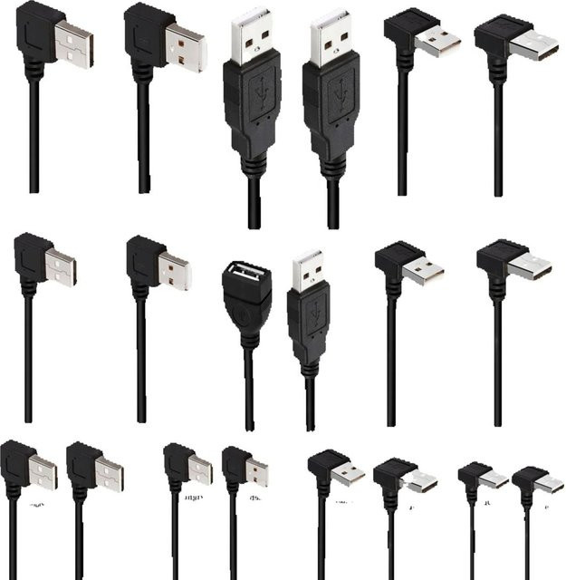 UXG USB-A auf USB-A Adapter Kabel 90 Grad Winkel Verlängerung USB 2.0 Schwarz 25 cm - Bild 1
