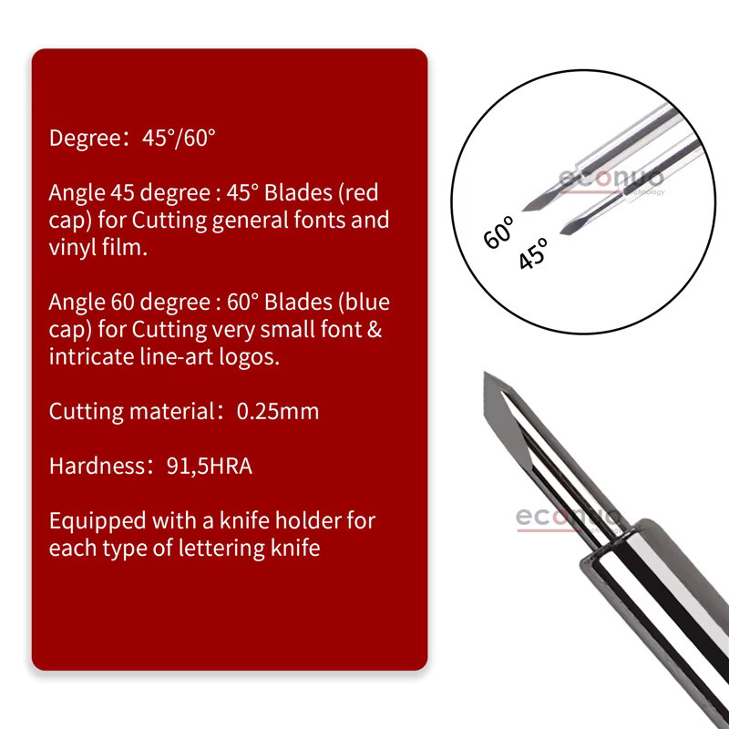 5er Set Roland Schneideklingen aus Hartmetall für Plotter, 45 Grad ZEC-U5025 und 60 Grad ZEC-U1005, Silber - Bild 1