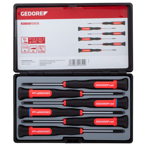 Gedore Red 2K-Elektronikschraubendreher-Satz PH+SL, 6-teilig, silberfarben - Bild 3