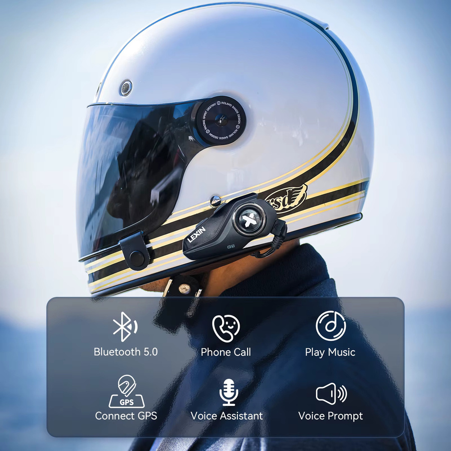 Lexin G1 Motorrad-Bluetooth-Headset für den Helm mit Bluetooth 5.0 und High-Definition-Lautsprechern - Bild 3