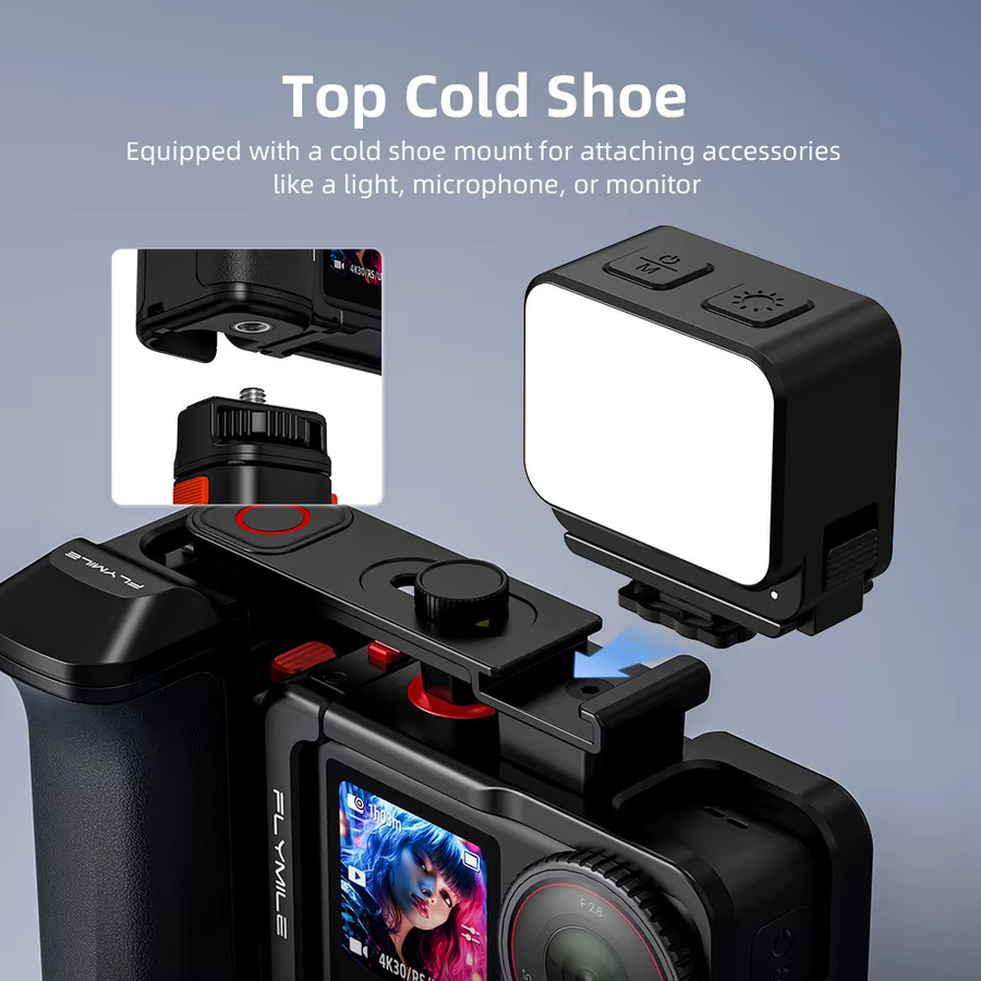 Flymile Action 5 Pro Street-Griff mit Auslöseknopf für DJI Osmo Action 4 und Action 3 in Schwarz - Bild 4