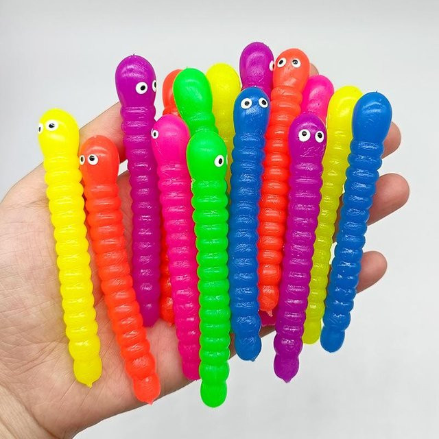 BC Pet Supplies Bunte Raupe Zugwurm Fidget, 5/10 Stück, TPR-Seil, blue - Bild 1