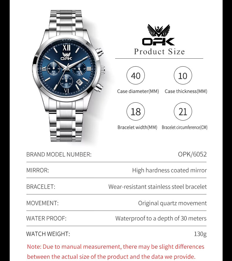 OPK Chronograph, Quarz, Edelstahl, Blau, Herren - Bild 6