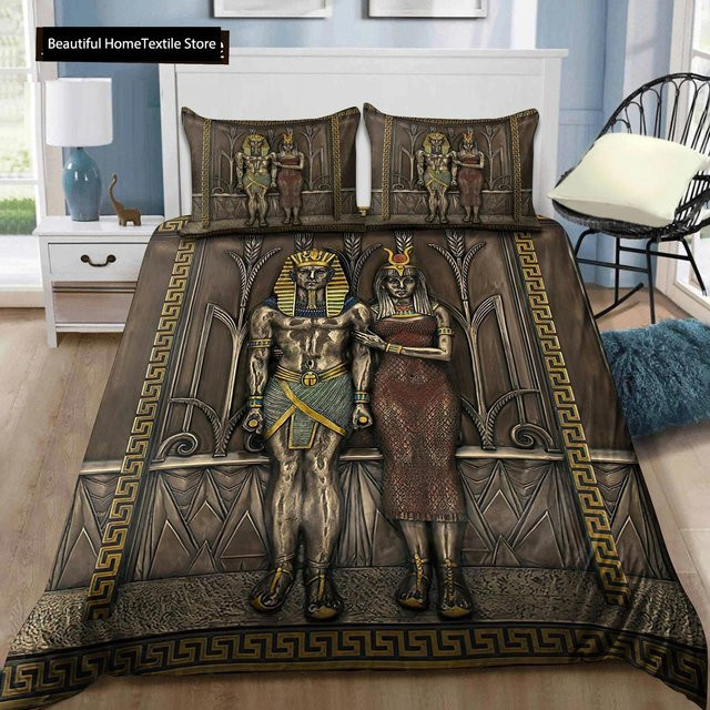 Bettwäsche-Set Altes Ägypten Anubis mit Bettbezug und Kissenbezug, braun, Microfaser, B/H: 70 x 133 cm - Bild 1