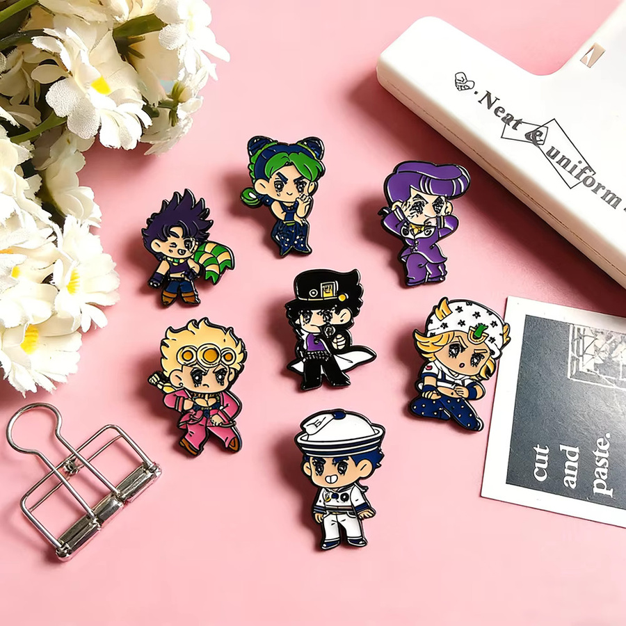 Bandai Anime JoJo Emaille-Pins, Chibi-Heldenfiguren, 8-teiliges Set - Bild 4